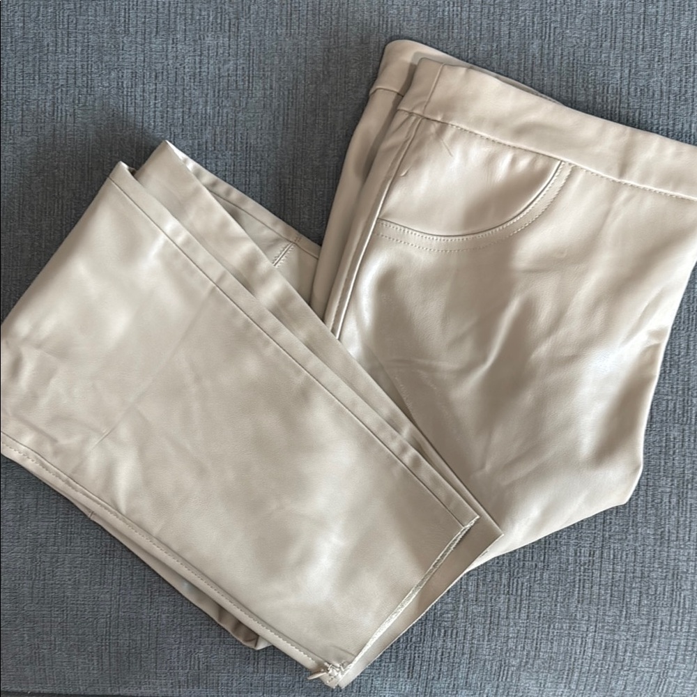 ZARA Women's Cream Leather Pants - NWT